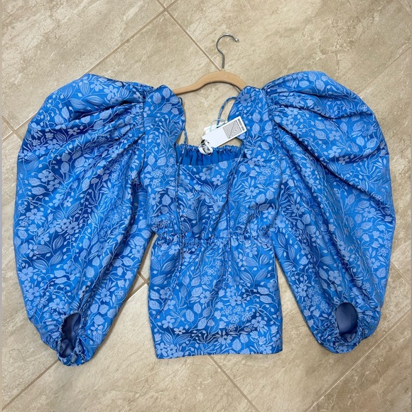 Rosie Assoulin Madame Butterfly floral jacquard top - Picture 2 of 7